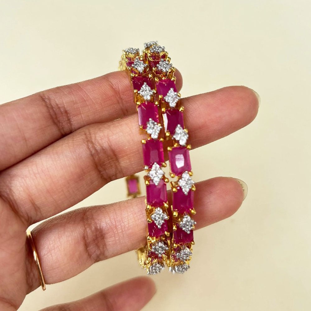Handmade Brass Metal Jewellery Pink Stone Bangles